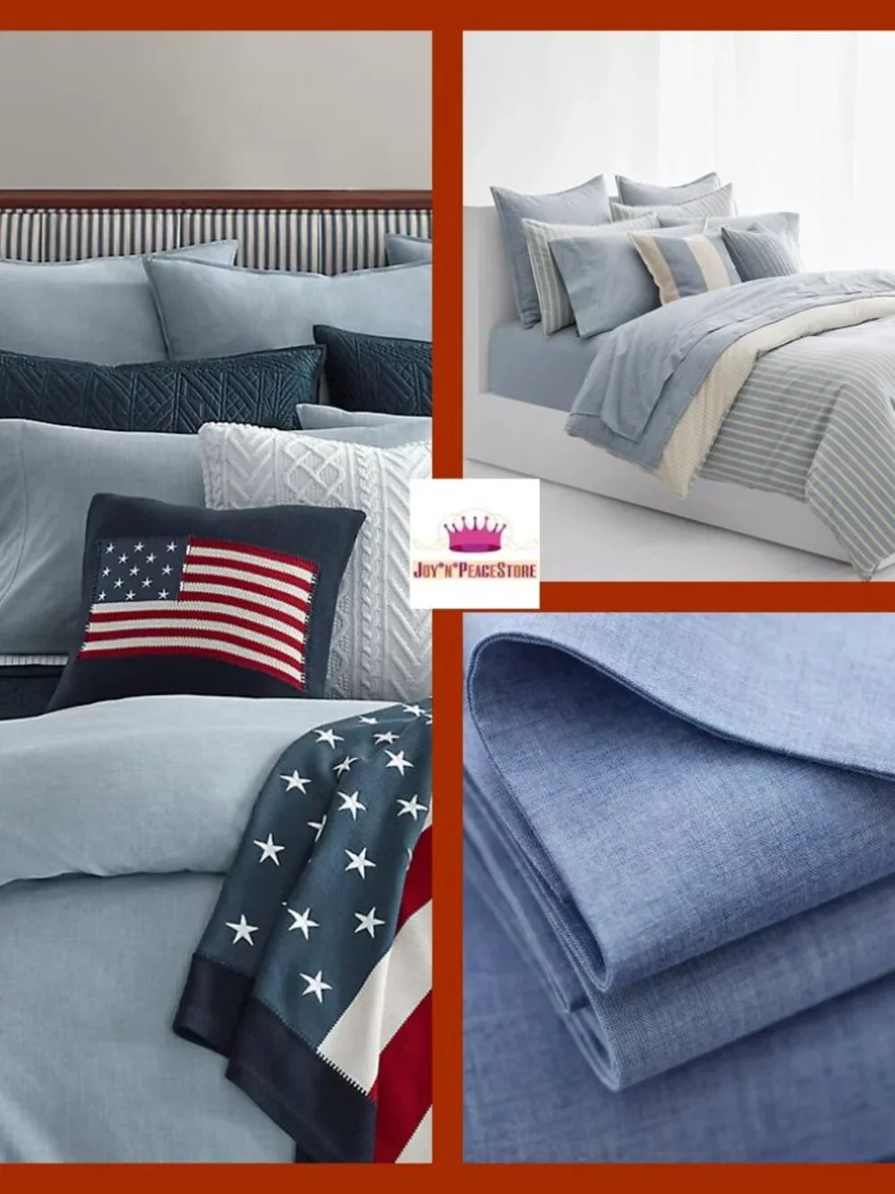 Polo Ralph Lauren Graydon Chambray Blue Cotton King Fitted Sheet Pillowcase Set